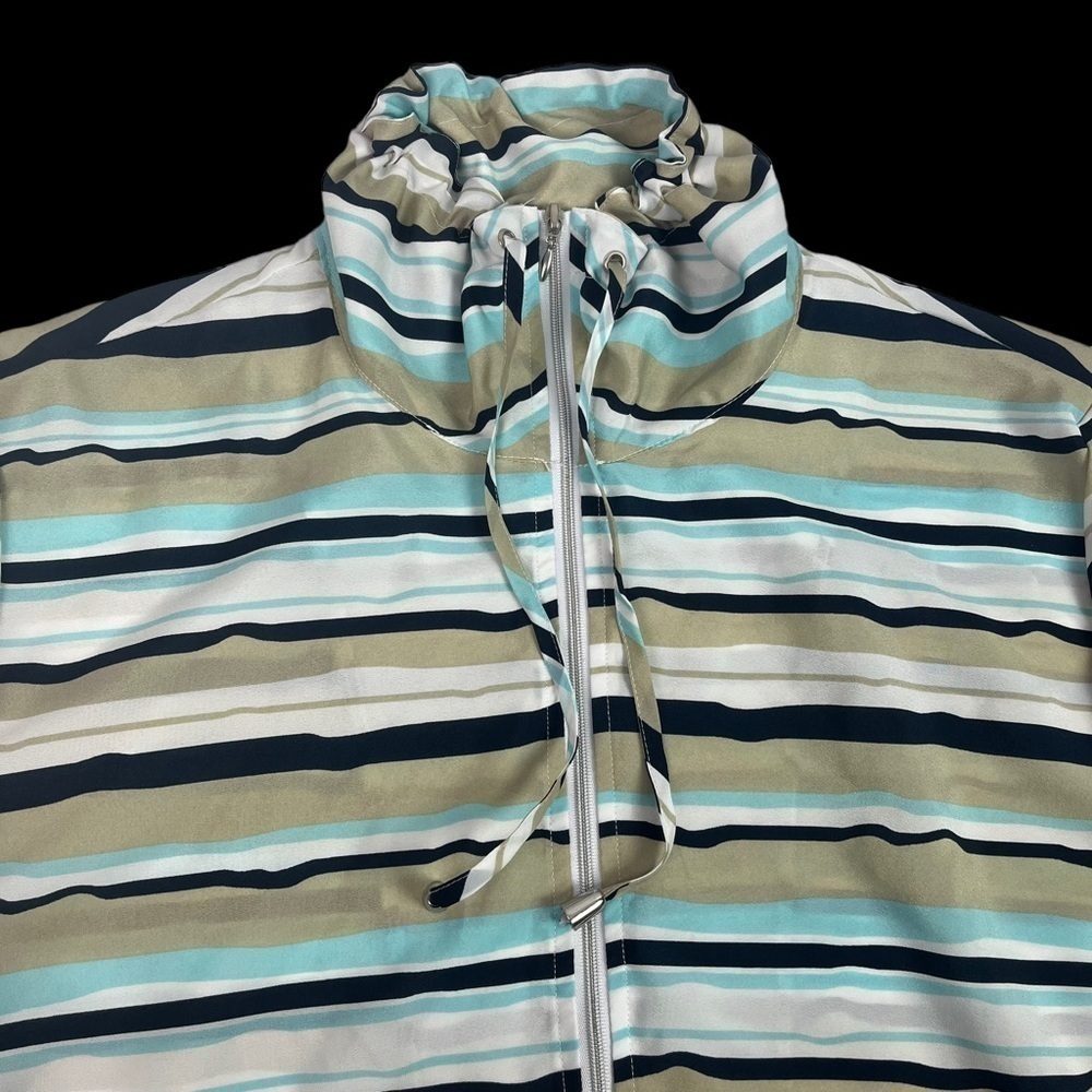 Chicos Womens Lightweight Jacket Cover Up Full Zip Stipe Polyester Size 3 - Picture 7 of 10
